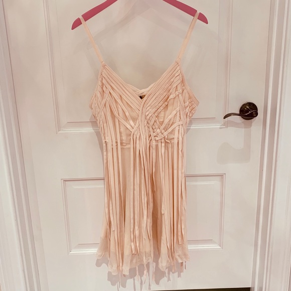 peach fringe dress